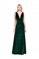 Site de Comprimento Chão Sem Mangas Veludo Elástico Verde Escuro Linha A Vestidos de Madrinha / Vestidos de Noite