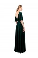 Site de Comprimento Chão Mangas Esvoaçantes Veludo Elástico Verde Escuro Linha A Vestidos de Madrinha / Vestidos de Festa