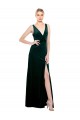 Site de Comprimento Chão Sem Mangas Veludo Elástico Verde Escuro Linha A Vestidos de Madrinha / Vestidos de Noite / Vestidos de Festa