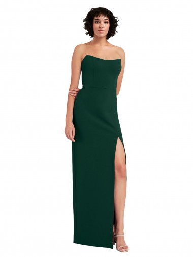 Site de Comprimento Chão Sem Mangas Crepe Esticado Verde Meia-Noite Bainha Vestidos de Madrinha / Vestidos de Noite / Vestidos de Festa