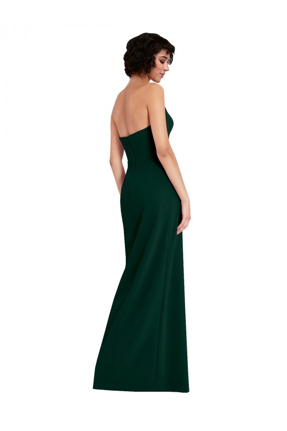 Site de Comprimento Chão Sem Mangas Crepe Esticado Verde Meia-Noite Bainha Vestidos de Madrinha / Vestidos de Noite / Vestidos de Festa