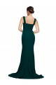 Site de Comboio Varredela Sem Mangas Crepe Esticado Verde Meia-Noite Bainha Vestidos de Madrinha / Vestidos de Festa