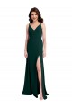 Site de Comprimento Chão Sem Mangas Crepe Esticado Verde Meia-Noite Linha A Sem Mangas Decote V Vestidos de Madrinha / Vestidos de Noite / Vestidos de Festa