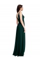 Site de Comprimento Chão Sem Mangas Crepe Esticado Verde Meia-Noite Linha A Sem Mangas Decote V Vestidos de Madrinha / Vestidos de Noite / Vestidos de Festa