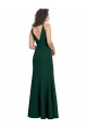 Site de Comprimento Chão Sem Mangas Crepe Esticado Verde Meia-Noite Linha A Sem Mangas Longo Decote V Vestidos de Madrinha / Vestidos de Noite / Vestidos de Festa