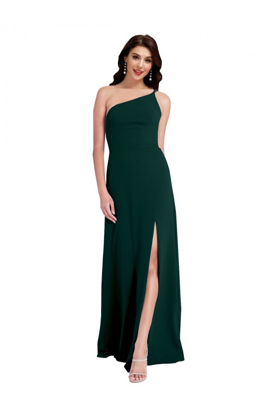 Site de Comprimento Chão Sem Mangas Crepe Esticado Verde Meia-Noite Linha A Vestidos de Madrinha / Vestidos de Noite / Vestidos de Festa