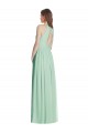 Site de Comprimento Chão Sem Mangas Chiffon Verde Menta Linha A Vestidos de Madrinha