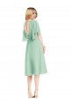 Site de Comprimento Joelho Mangas Esvoaçantes Chiffon Verde Menta Linha A Vestidos de Madrinha