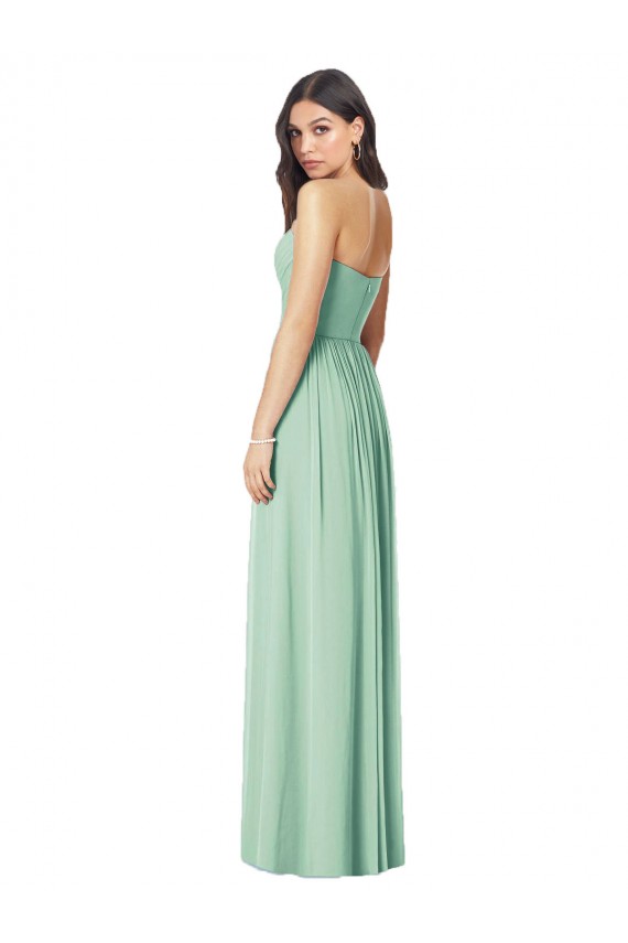Site de Comprimento Chão Sem Mangas Chiffon Verde Menta Trombeta Sem Mangas Amor Vestidos de Madrinha