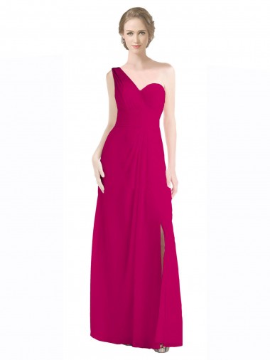 Site de Comprimento Chão Sem Mangas Chiffon Vermelho 16# Linha A Vestidos de Madrinha