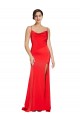 Site de Comprimento Chão Sem Mangas Cetim Elástico Vermelho Bainha Vestidos de Madrinha / Vestidos de Noite / Vestidos de Festa