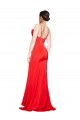 Site de Comprimento Chão Sem Mangas Cetim Elástico Vermelho Bainha Vestidos de Madrinha / Vestidos de Noite / Vestidos de Festa