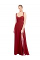 Site de Comprimento Chão Sem Mangas Chiffon Vermelho Linha A Sem Mangas Amor Vestidos de Madrinha