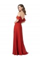 Site de Comprimento Chão Sem Mangas Chiffon Vermelho Linha A Sem Mangas Sem alças Vestidos de Madrinha
