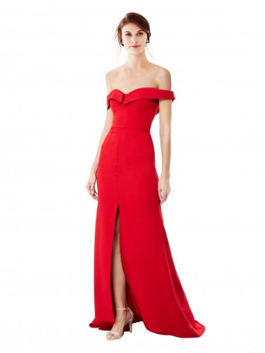 Site de Comprimento Chão Sem Mangas Crepe Esticado Vermelho Linha A Vestidos de Madrinha / Vestidos de Noite / Vestidos de Festa