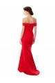 Site de Comprimento Chão Sem Mangas Crepe Esticado Vermelho Sereia Vestidos de Madrinha / Vestidos de Festa