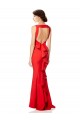 Site de Comprimento Chão Sem Mangas Crepe Esticado Vermelho Sereia Vestidos de Madrinha / Vestidos de Noite