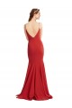 Site de Comprimento Chão Sem Mangas Crepe Esticado Vermelho Sereia Vestidos de Madrinha / Vestidos de Noite / Vestidos de Festa