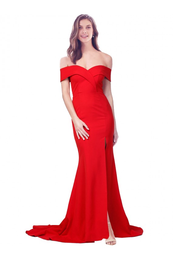 Site de Comprimento Chão Sem Mangas Crepe Esticado Vermelho Sereia Sem Mangas Amor Vestidos de Madrinha / Vestidos de Noite / Vestidos de Festa
