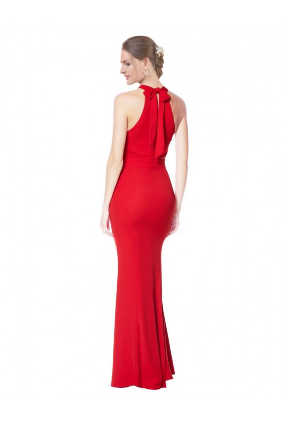 Site de Comprimento Chão Sem Mangas Crepe Esticado Vermelho Sereia Sem Mangas Vestidos de Noite / Vestidos de Festa