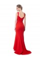 Site de Comprimento Chão Sem Mangas Crepe Esticado Vermelho Sereia Sem Mangas Vestidos de Madrinha / Vestidos de Noite