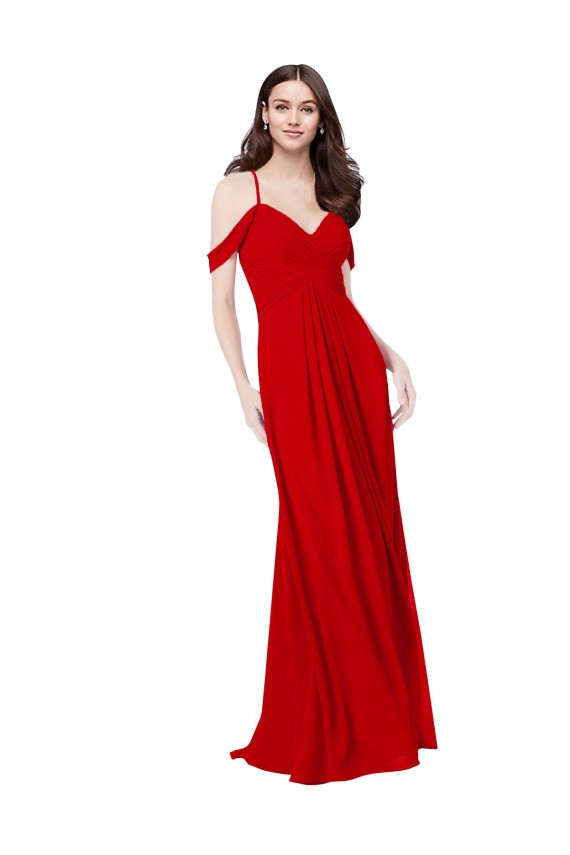 Site de Comprimento Chão Sem Mangas Chiffon Vermelho Escuro Linha A Sem Mangas Vestidos de Madrinha