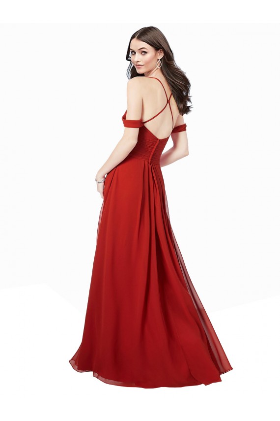 Site de Comprimento Chão Sem Mangas Chiffon Vermelho Escuro Linha A Sem Mangas Vestidos de Madrinha