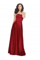 Site de Comprimento Chão Sem Mangas Cetim Vermelho Escuro Linha A Vestidos de Madrinha / Vestidos de Festa