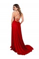 Site de Comprimento Chão Sem Mangas Spandex & Renda Vermelho Linha A Vestidos de Madrinha / Vestidos de Festa