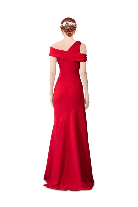 Site de Comprimento Chão Sem Mangas Crepe Esticado Vermelho Sereia Sem Mangas Vestidos de Madrinha / Vestidos de Noite / Vestidos de Festa