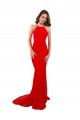 Site de Comprimento Chão Sem Mangas Renda Vermelho Sereia Vestidos de Madrinha / Vestidos de Noite / Vestidos de Festa