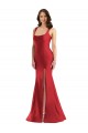Site de Comprimento Chão Sem Mangas Cetim Sedoso Vermelho Sereia Vestidos de Madrinha / Vestidos de Noite / Vestidos de Festa