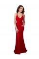 Site de Comprimento Chão Sem Mangas Renda Vermelho Sereia Vestidos de Madrinha / Vestidos de Noite / Vestidos de Baile