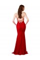 Site de Comprimento Chão Sem Mangas Renda Vermelho Sereia Vestidos de Madrinha / Vestidos de Noite / Vestidos de Baile