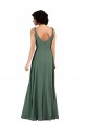 Site de Comprimento Chão Sem Mangas Chiffon Vidro Marinho Coluna Vestidos de Madrinha