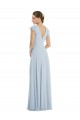 Site de Comprimento Chão Mangas Esvoaçantes Chiffon Vidro Marinho Linha A Vestidos de Madrinha / Vestidos de Noite