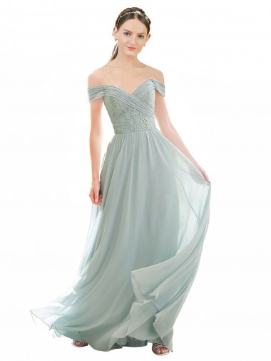 Site de Comprimento Chão Mangas Curtas Chiffon & Renda Vidro Marinho Linha A Vestidos de Madrinha