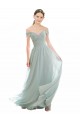 Site de Comprimento Chão Mangas Curtas Chiffon & Renda Vidro Marinho Linha A Vestidos de Madrinha
