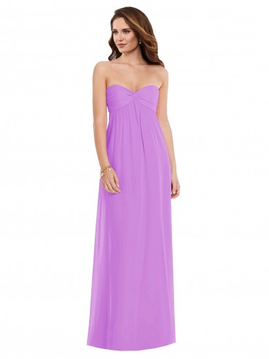 Site de Comprimento Chão Sem Mangas Chiffon Violeta Linha A Sem Mangas Amor Vestidos de Madrinha