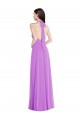 Site de Comprimento Chão Sem Mangas Chiffon Violeta Linha A Vestidos de Madrinha / Vestidos de Noite