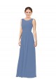 Site de Comprimento Chão Sem Mangas Chiffon Windsor Azul Bainha Vestidos de Madrinha