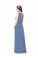 Site de Comprimento Chão Sem Mangas Chiffon Windsor Azul Bainha Vestidos de Madrinha