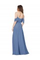 Site de Comprimento Chão Mangas Esvoaçantes Chiffon Windsor Azul Linha A Vestidos de Madrinha