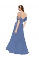 Site de Comprimento Chão Sem Mangas Chiffon Windsor Azul Linha A Vestidos de Madrinha