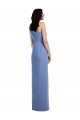Site de Comprimento Chão Sem Mangas Chiffon Windsor Azul Linha A Sem Mangas Decote Joia Vestidos de Madrinha