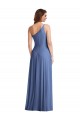 Site de Comprimento Chão Sem Mangas Chiffon Windsor Azul Linha A Vestidos de Madrinha / Vestidos de Noite